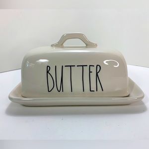 Rae Dunn White & Black Butter Dish With Lid Artisan Collection By Magenta White